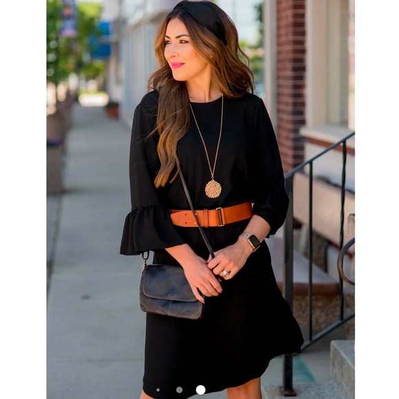 Flutter Sleeve Dress - Navy - Picture 3 of 9